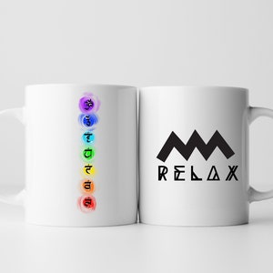 Relax Chakra Mug - Inspirational Spiritual Coffee Mug, Meditation Mug, Yoga Gift, Energy Healing Cup, Self-Care Gift