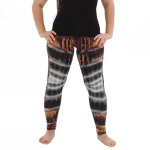 Plus Size Yoga Legging Multicolor Brown Tie dye Hippie leggings, Boho yoga pants, Tribal Clothes, Tie Dye Pants, Thai Pants, Music Festival
