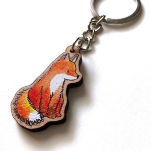 Cherry wood keychain - fox