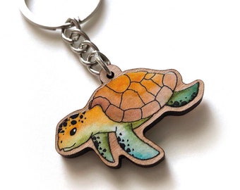 Schlüsselanhänger aus Kirschholz - Schildkröte