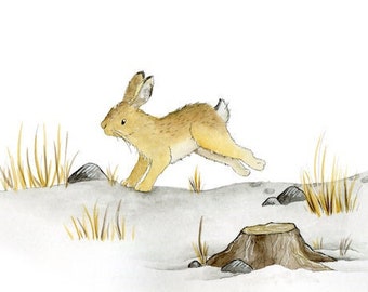 Petpalz Original Illustration: "Rabbit in the Snow" by Melanie Stoll, signed