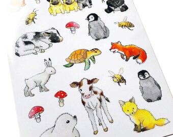 Petpalz Stickerbogen-Set: Tierkinder (2 x Stickerblatt, DIN A6)