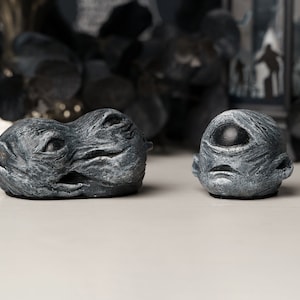 Cyclops Head Paperweight Set - Gray / Goth Home Body Horror Decoration
