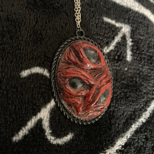 Three Eyes Resin Pendant - Red / Body Horror Creepy Goth Necklace
