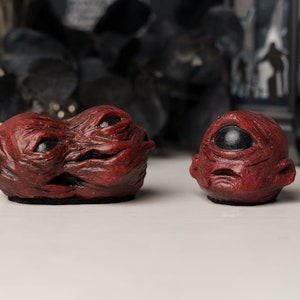 Cyclops Head Paperweight Set - Red / Goth Home Body Horror Decoration