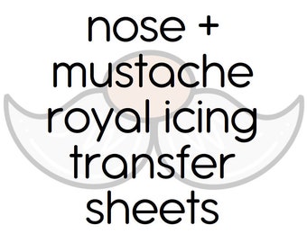 Santa Nose and Mustache Royal Icing Transfer Sheets, INSTANT DOWNLOAD