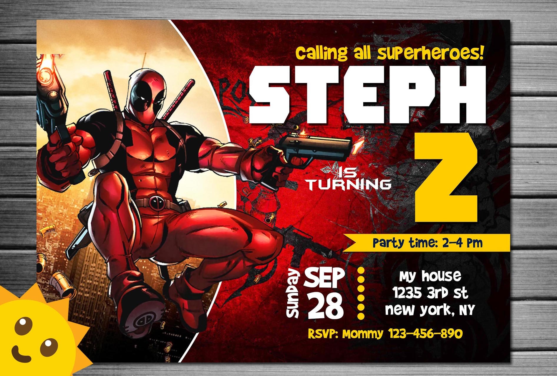 Deadpool Invitation Deadpool Birthday Invitation Deadpool Etsy