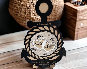 Unity Puzzle for Blended Family Wedding - Nautical Personalised Family Heirloom