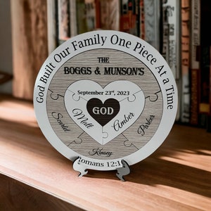 Personalized Christian Wedding Unity Puzzle: Blended Family Keepsake