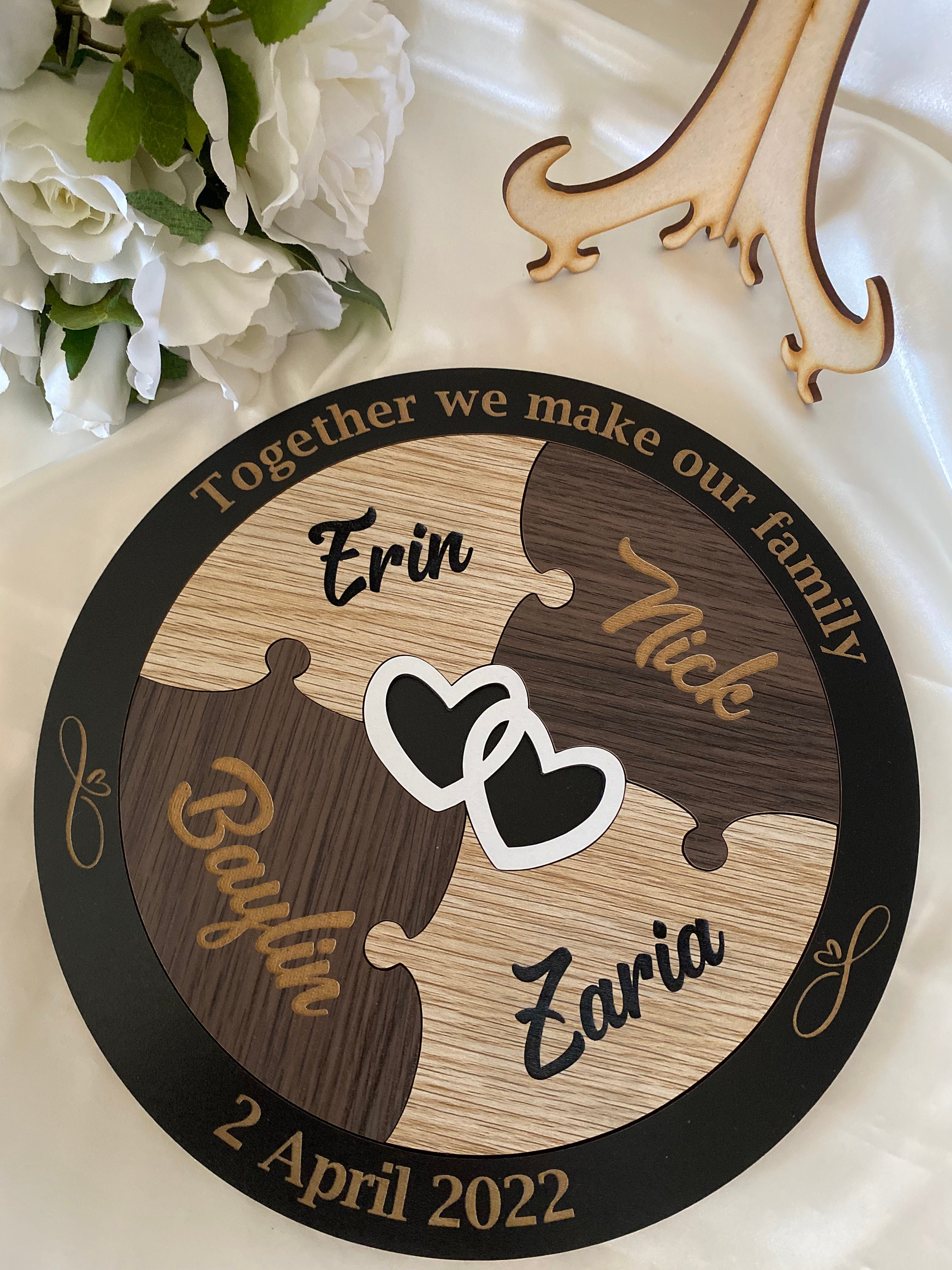 Unity Ceremony Idea Wedding Unity Puzzle With 4 Names - Etsy