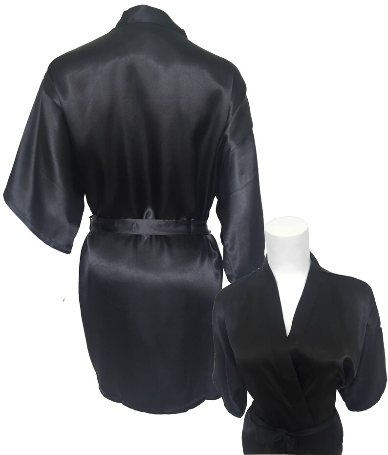 Plain Black Satin Bridal Party Robe Bridesmaid Robes Etsy