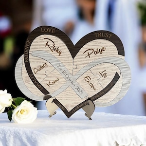 Unity Puzzle for Blended Family, Wedding Ceremony Infinity Heart Name Puzzle