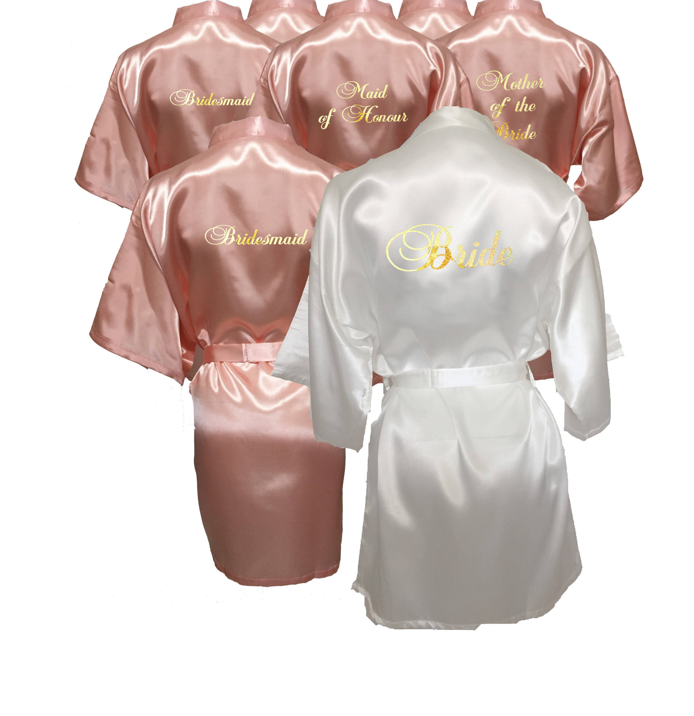 Bridesmaid Robes Set of 8 Rose Gold Satin Robes Etsy