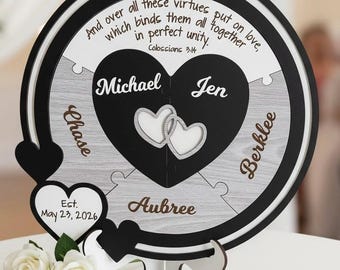 Personalized Wedding Unity Puzzle: Custom Blended Family Keepsake