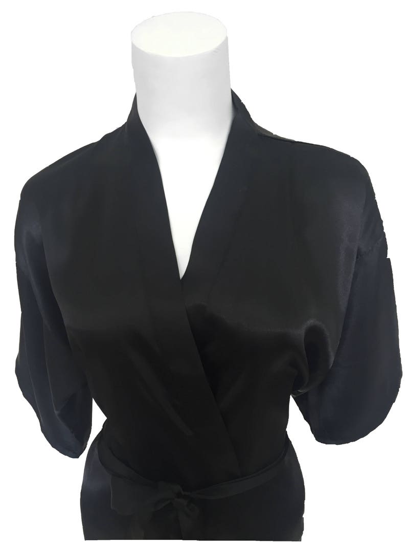 Plain Black Satin Bridal Party Robe Bridesmaid Robes Etsy