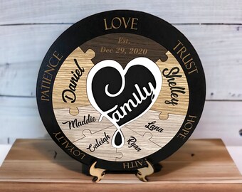 Blended Family Unity Puzzle: Personalized Wood Ceremony Keepsake