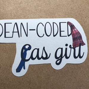 Dean-coded Cas girl Supernatural Fandom Sticker