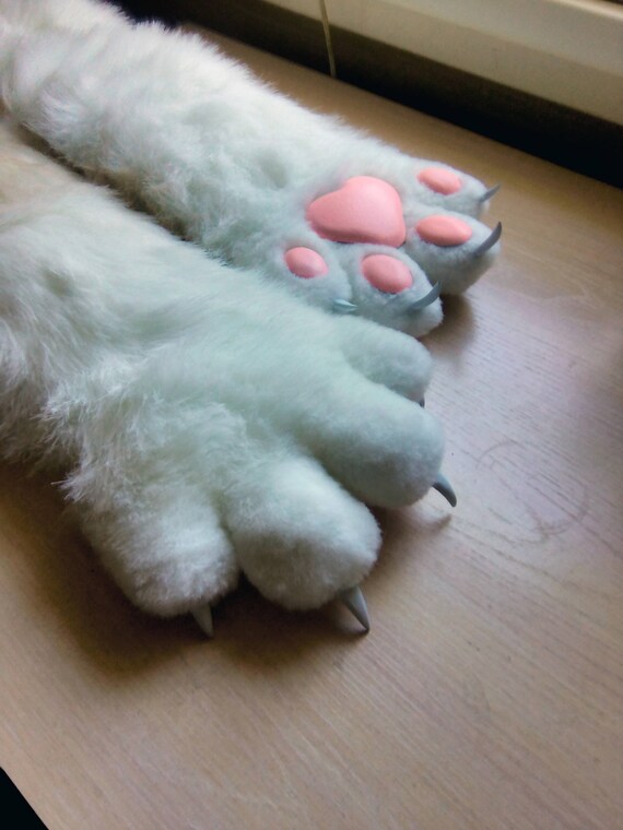 Cat Gloves Furry Fluffy Cat S Legs Gloves Cosplay Party Etsy