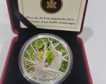 2013 Canada 20 Dollar Fine Silver Coin Canadian Maple Canopy Spring
