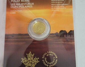 2024 Canadá 1/10 oz. Moneda de oro puro al 99,99%: El majestuoso oso polar y sus cachorros (lingotes premium)