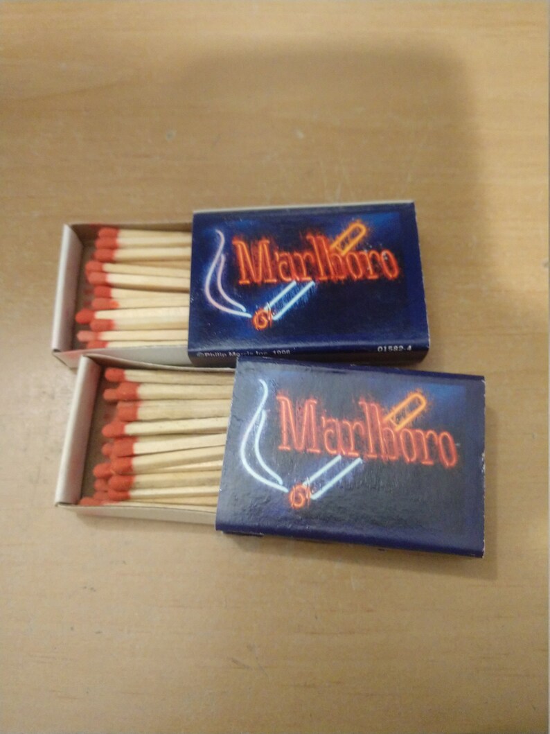 Marlboro Cigarettes Lit Cigarette Box of Wood Matches Qty 2 Etsy