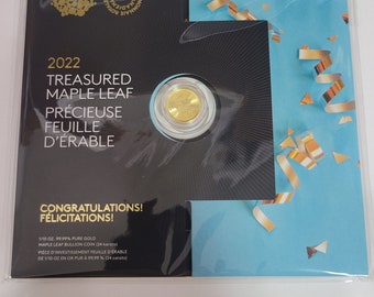 2022 1/10-oz. 99.99% Pure Gold Coin – Treasured Maple Leaf Congratulations