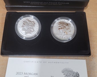 Morgan and Peace Dollar 2023 Two-Coin Reverse Proof Set 23XS