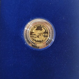 1990 5 Dollar American Eagle 1/10 Oz GOLD Coin in Original Box image 3