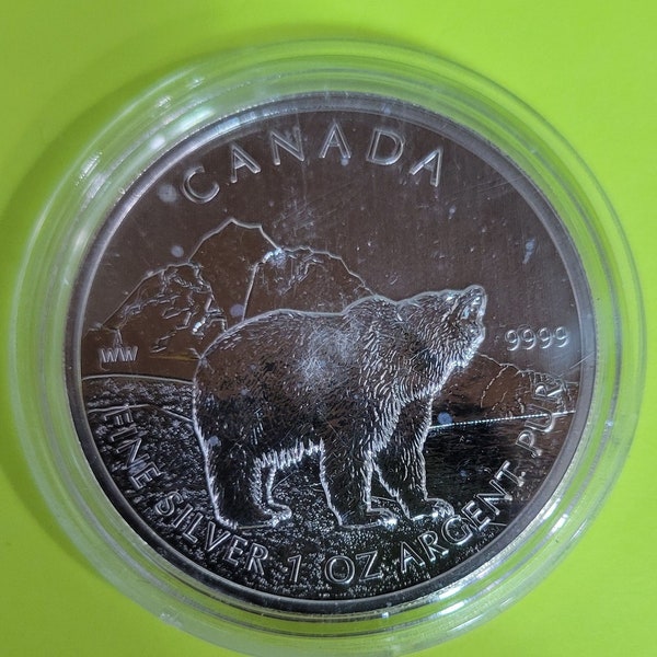 2011 Canada Polar Bear 1 Oz Silver coin in capsule