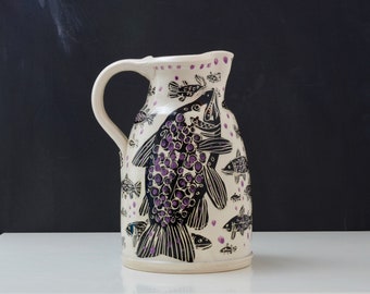 Black and Mauve Game Fish Stout Jug