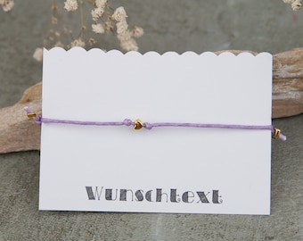 JGA bracelet with card personalized with desired text - surprise for team bride, heart pearl gold