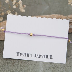 JGA bracelet with card personalized with desired text surprise for team bride, heart pearl gold image 5