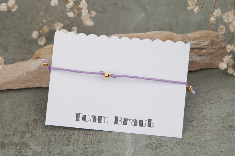 JGA bracelet with card personalized with desired text surprise for team bride, heart pearl gold image 5