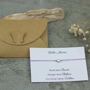 Brautmama Geschenk Armband und Karte, Herz in Silber, Geschenkidee zur Hochzeit für die Eltern