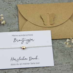 Brautjungfer Armband – Dankeschön zur Hochzeit mit Herz in Rosegold