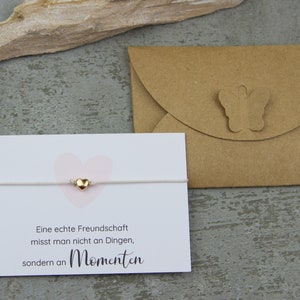 Freundschafts Geschenkset – Armband mit Herz in Rosegold & liebevolle Karte