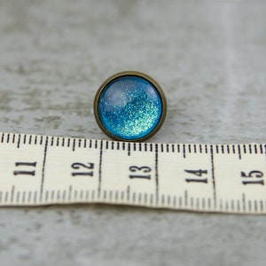 Turquoise Glitter Stud Earrings Spirit of India 12 mm / Hand Painted Minimalist Earrings image 8