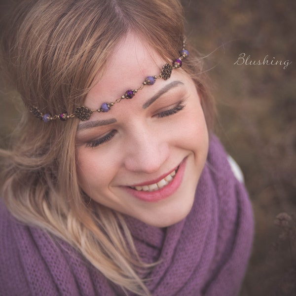 Haarband, Tiara, Circlet - 'Violetta'  / Brautschmuck, Kopfschmuck, Mittelalter, Fotoshooting, Elfe, Bohemian