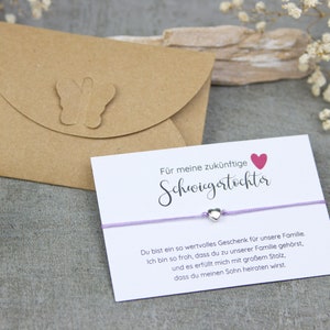 Geschenk zukünftige Schwiegertochter zur Hochzeit - Armband mit Herz, Farbe: Silber