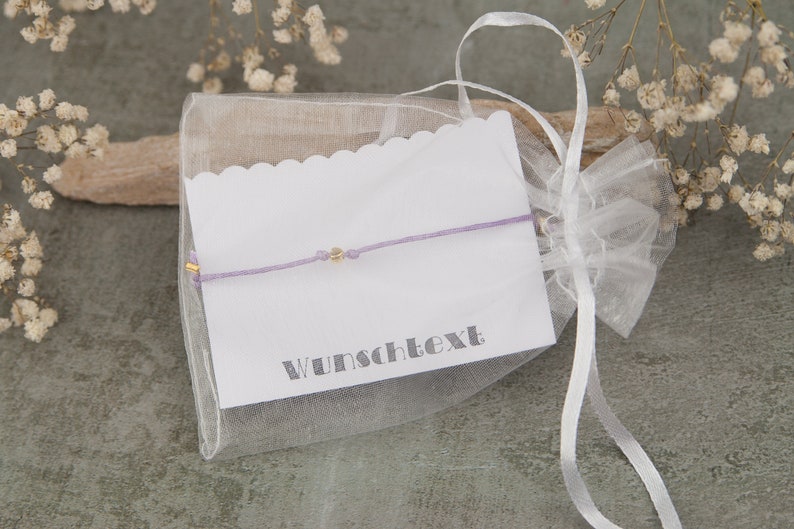 JGA bracelet with card personalized with desired text surprise for team bride, heart pearl gold image 2