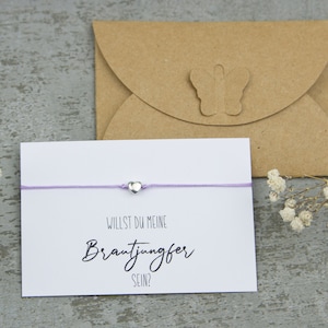 Brautjungfer Fragen - Geschenkset Karte & Armband – inkl. Umschlag
