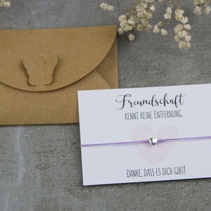 Freundschaftsarmband -  Armband mit Karte - Herzperle Farbe: Silber