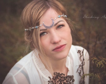 Haarband, Tiara, Circlet - 'Elisa' in den Farben Silber, Lila / Mittelalter, Festival, Boho Style, Fotoshootings, Elfe, Celtic, Hippie