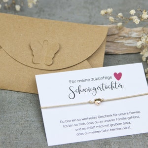 Geschenk zukünftige Schwiegertochter zur Hochzeit - Armband mit Herz, Farbe: Rosegold
