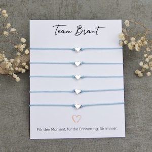 JGA Armband Set - 5 Herz-Armbänder für Team Braut - Einzigartiges Junggesellinnenabschied Geschenk