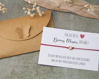 Gift for stepmother - card and bracelet Best Bonus Mom - small gift for Mother's Day, birthday