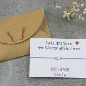 Dankeschön Lehrerin Armband – Abschiedsgeschenk Schule personalisierbar Herz Silber