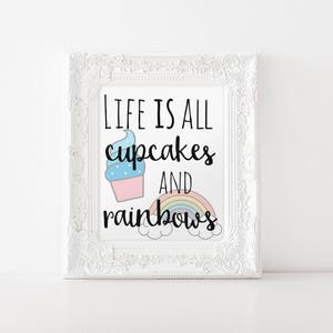 Trolls Inspired Artwork | Digital Artwork | Life is All Cupcakes and Rainbows | Whimsical Art | Colorful | Downloadable Print | 8x10 | PDF