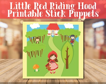 Druckbare Puppe Rotkäppchen Stabpuppe | 15 Elemente inkl Hintergrund | Geschichtenerzählen | Puppengeschichte | Theater Printable