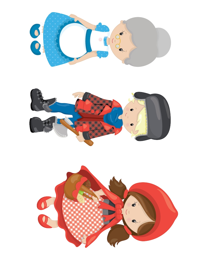 Little Red Riding Hood Stick Puppet Printable 15 Elements | Etsy
